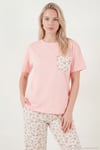 Pamuklu Regular Fit Bisiklet Yaka Cep Detaylı Kadın Pijama Takımı 6091325 SOMON