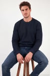 Pamuklu Regular Fit Bisiklet Yaka Dokulu Erkek Sweat 5905866 LACİVERT
