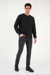 Pamuklu Regular Fit Bisiklet Yaka Dokulu Erkek Sweat 5905866 SİYAH