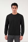 Pamuklu Regular Fit Bisiklet Yaka Dokulu Erkek Sweat 5905866 SİYAH