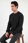 Pamuklu Regular Fit Bisiklet Yaka Dokulu Erkek Sweat 5905866 SİYAH