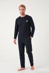 Pamuklu Regular Fit Bisiklet Yaka Ekoseli Erkek Pijama Takımı 6574001 LACİVERT