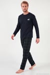 Pamuklu Regular Fit Bisiklet Yaka Ekoseli Erkek Pijama Takımı 6574001 LACİVERT