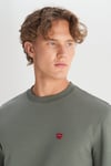 Pamuklu Regular Fit Bisiklet Yaka Erkek Sweat GW2520255 801 KOYU HAKİ