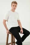 Pamuklu Regular Fit Bisiklet Yaka Erkek T Shirt 5904095 EKRU