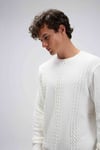 Pamuklu Regular Fit Bisiklet Yaka Erkek Sweat EM623-OF BEYAZ
