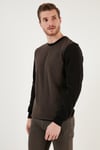 Pamuklu Regular Fit Bisiklet Yaka Erkek Sweat 5905041 KAHVE