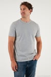 Pamuklu Regular Fit Bisiklet Yaka Erkek T Shirt 59020204 GRİ MELANJ
