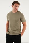 Pamuklu Regular Fit Bisiklet Yaka Erkek T Shirt 59020204 Vizon Yeşili