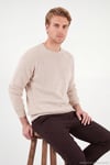 Pamuklu Regular Fit Bisiklet Yaka Erkek Kazak 7020263 BEJ