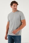 Pamuklu Regular Fit Bisiklet Yaka Erkek T Shirt 59020204 GRİ MELANJ