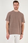 Pamuklu Regular Fit Bisiklet Yaka Erkek T Shirt CF24S218033 KAHVE