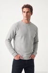 Pamuklu Regular Fit Bisiklet Yaka Erkek Sweat 5905965 Kül