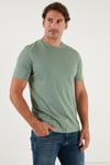 Pamuklu Regular Fit Bisiklet Yaka Erkek T Shirt 59020204 ELMA YEŞİLİ