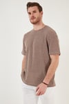 Pamuklu Regular Fit Bisiklet Yaka Erkek T Shirt CF24S218033 KAHVE