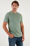 Pamuklu Regular Fit Bisiklet Yaka Erkek T Shirt 59020204 ELMA YEŞİLİ