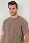 Pamuklu Regular Fit Bisiklet Yaka Erkek T Shirt CF24S218033 KAHVE