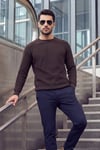 Pamuklu Regular Fit Bisiklet Yaka Erkek Kazak 7020263 KAHVE