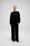 Pamuklu Regular Fit Bisiklet Yaka Logolu Kadın Sweat EF540-BK SİYAH