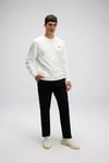 Pamuklu Regular Fit Bisiklet Yaka Logolu Erkek Sweat EM579-OF BEYAZ