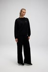 Pamuklu Regular Fit Bisiklet Yaka Logolu Kadın Sweat EF540-BK SİYAH