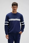 Pamuklu Regular Fit Bisiklet Yaka Şerit Detaylı Erkek Sweat EM618-NV LACİVERT