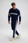 Pamuklu Regular Fit Bisiklet Yaka Şerit Detaylı Erkek Sweat EM618-NV LACİVERT