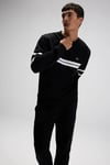 Pamuklu Regular Fit Bisiklet Yaka Şerit Detaylı Erkek Sweat EM618-BK SİYAH