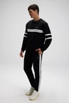 Pamuklu Regular Fit Bisiklet Yaka Şerit Detaylı Erkek Sweat EM618-BK SİYAH