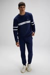Pamuklu Regular Fit Bisiklet Yaka Şerit Detaylı Erkek Sweat EM618-NV LACİVERT
