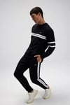 Pamuklu Regular Fit Bisiklet Yaka Şerit Detaylı Erkek Sweat EM618-BK SİYAH