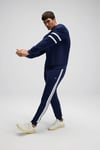 Pamuklu Regular Fit Bisiklet Yaka Şerit Detaylı Erkek Sweat EM618-NV LACİVERT