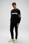 Pamuklu Regular Fit Bisiklet Yaka Şerit Detaylı Erkek Sweat EM618-BK SİYAH