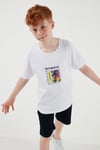 Pamuklu Regular Fit Bisiklet Yaka Şortlu Alt-Üst Erkek Çocuk Takım 6212011 BEYAZ
