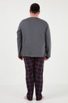 Pamuklu Regular Fit Büyük Beden Erkek Pijama Takımı 6572001B ANTRASİT