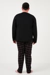 Pamuklu Regular Fit Büyük Beden Erkek Pijama Takımı 6572001B SİYAH