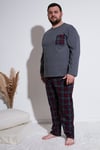 Pamuklu Regular Fit Büyük Beden Erkek Pijama Takımı 6572001B ANTRASİT