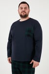 Pamuklu Regular Fit Büyük Beden Erkek Pijama Takımı 6572001B LACİVERT