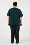 Pamuklu Regular Fit Büyük Beden Erkek Pijama Takımı 6572002B YEŞİL