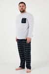 Pamuklu Regular Fit Büyük Beden Erkek Pijama Takımı 6572001B GRİ MELANJ
