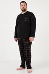 Pamuklu Regular Fit Büyük Beden Erkek Pijama Takımı 6572001B SİYAH