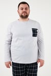 Pamuklu Regular Fit Büyük Beden Erkek Pijama Takımı 6572001B GRİ MELANJ