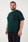 Pamuklu Regular Fit Büyük Beden Erkek Pijama Takımı 6572002B YEŞİL