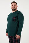 Pamuklu Regular Fit Büyük Beden Erkek Pijama Takımı 6572001B YEŞİL