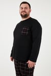 Pamuklu Regular Fit Büyük Beden Erkek Pijama Takımı 6572001B SİYAH