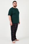 Pamuklu Regular Fit Büyük Beden Erkek Pijama Takımı 6572002B YEŞİL