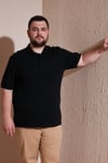 Pamuklu Regular Fit Büyük Beden Erkek Polo Yaka T Shirt 5902127B SİYAH