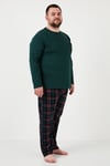 Pamuklu Regular Fit Büyük Beden Erkek Pijama Takımı 6572001B YEŞİL
