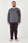 Pamuklu Regular Fit Büyük Beden Erkek Pijama Takımı 6572001B ANTRASİT