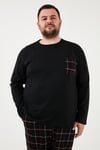 Pamuklu Regular Fit Büyük Beden Erkek Pijama Takımı 6572001B SİYAH